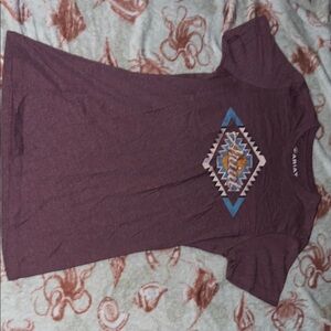 Maroon Graphic Tee with Tribal Design